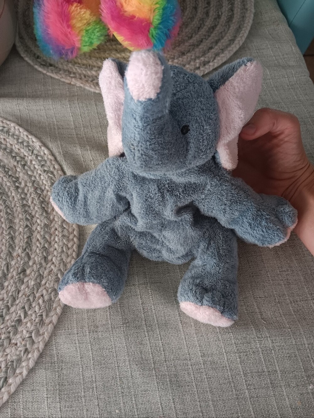 Plush Elephant Stuffed Animal - Gray with Pink Accents TY